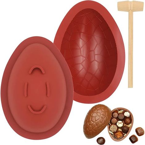 Moules à chocolat en silicone en forme d'œuf de Pâques, grand moule à chocolat 3D en forme d'œuf de dinosaure cassable pour anniversaire, Noël, gâteaux mousse, pâtisserie (1/4)