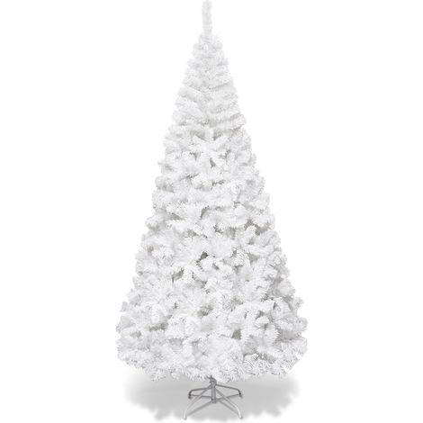 Albero di Natale artificiale 240cm in PVC con 1138 rami supporto in metallo piedi in gomma Bianco (1/4)