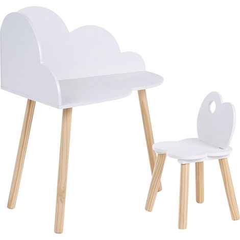 Kindertisch und Stuhlset CLOUDY Weiß