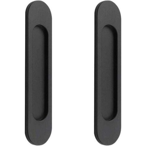 2 Oval Self-Adhesive Sliding Door Handles Matte Black Aluminum Alloy Punch-Free for Sliding Doors, XU, Cabinet Windows148cm - (1/4)