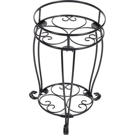 Support métal double étage pour pots de fleurs, porte-plante en fer forgé style européen, décoratif intérieur extérieur (1/5)