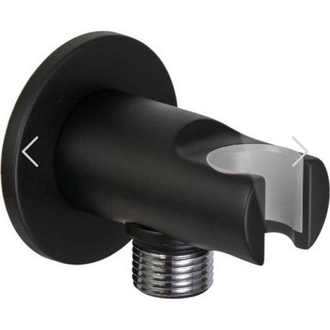 Remer Rubinetterie supporto minimal per doccetta con presa acqua in ottone per incasso nero opaco Made in Italy
