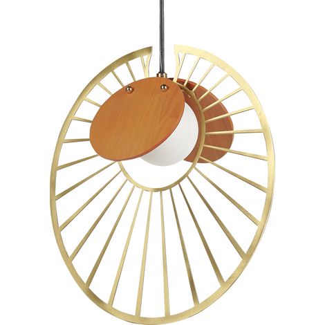 Lámpara de techo redonda de metal de hierro MDF de vidrio sala de estar de estilo moderno de oro con la luz de madera Bardo
