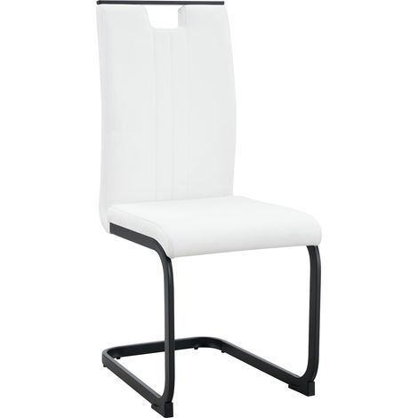 Lot de 4 chaises blanches en PU forme incurvée pour salle à manger au style minimaliste (1/5)