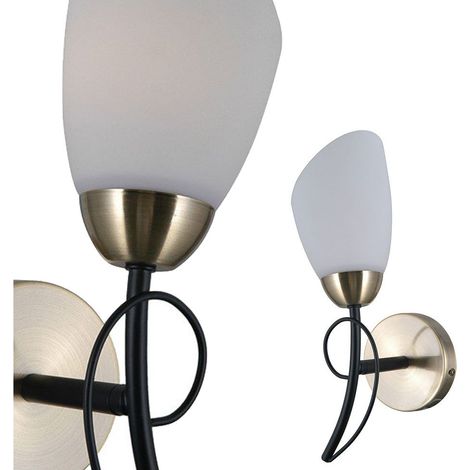 Italux Cristina - Stilisierte Wandleuchte Schwarz, Antik Bronze 1 Licht mit weißem Schirm, E27 (1/3)