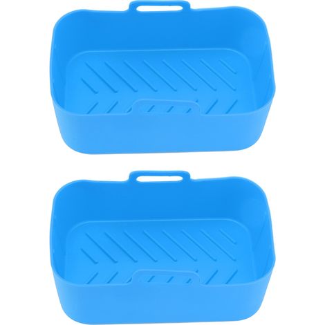 2 paniers en silicone réutilisables antiadhésifs et tapis rectangulaires pour friteuse Ninja DZ201 Foodi 8QT, accessoires air fryer bleu (1/5)