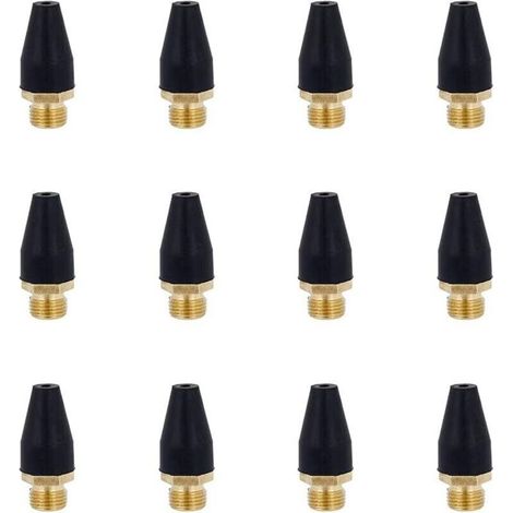 12 Pcs Alliage Noir en Caoutchouc Air Outil pour Air Buse Pointe Alliage Soufflette en Caoutchouc Pointe pour Air Outil Accessoires Air Souffler Outil pour Gonfler (1/4)