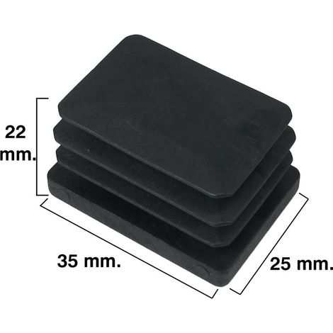 Contera Rectangular Negra 25x35mm. Blister 4 piezas.