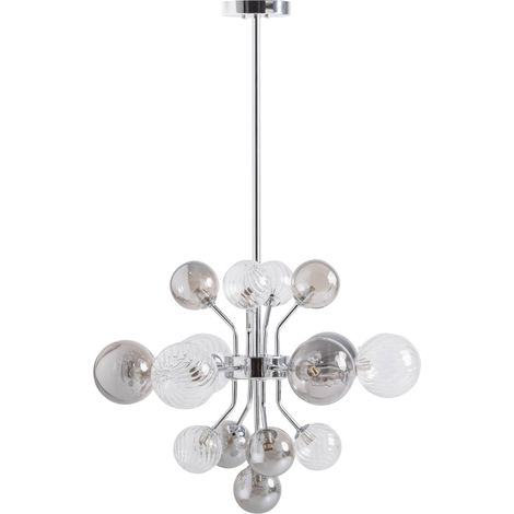 Lustre art déco en cristal fumé gris ambiance élégante - Gris fumé cristal élégant (1/5)