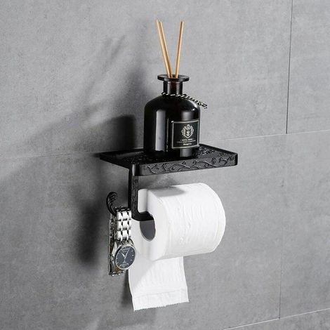 Toilet paper holder, wall-mounted toilet paper holder, toilet paper stand, toilet roll holder in black and bronze (1/5)