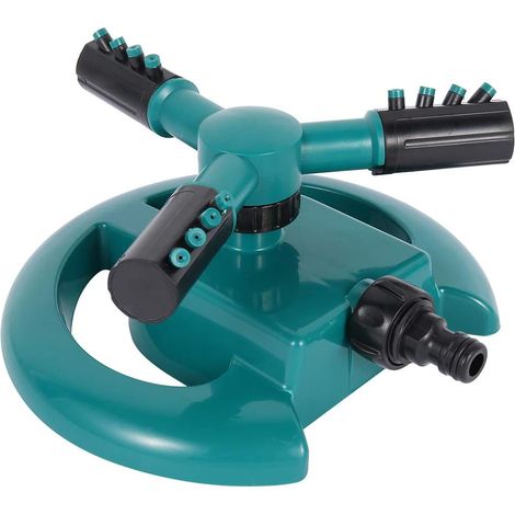 Aspersor automático de jardín giratorio de 360°, 3 brazos para riego de césped, ahorro de agua para plantas.