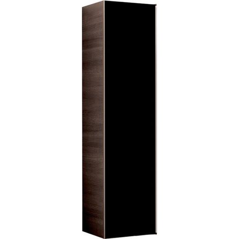 Colonne haute Geberit Citterioavec une porte: Largeur 40cm, Hauteur 160cm, Profondeur 37.1cm, noir / verre brillant, chêne gris brun / mélamine structuré bois