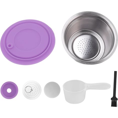 Capsules de café rechargeables en acier inoxydable, filtre à café réutilisable et couvercle à poudre pour Dolce Gusto violet (1/5)