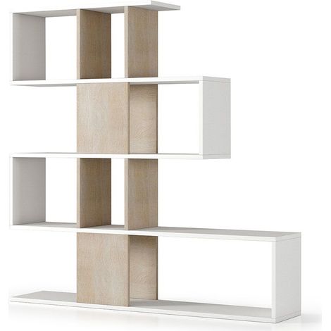 Scaffale Divisorio Moderno Bianco E Rovere