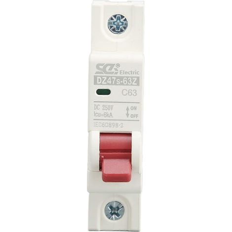 DC-Miniatur-Leistungsschalter 1P 63A DIN-Schienenmontage DC250V 6000A Abschaltvermögen DZ47s 63Z C63 für