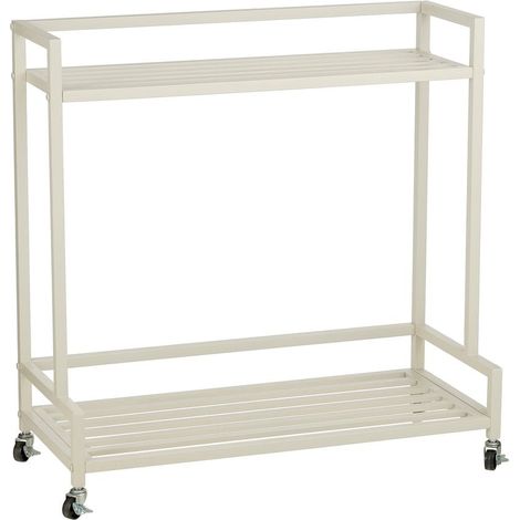 Porte-plantes extérieur à roulettes étagère à fleurs en fer blanc cassé 80 x 35 x 81 cm - PANGIVO (1/5)
