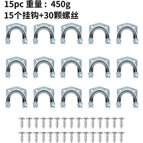 Packung mit 15 robusten Wandhaken für Gartenhäuser, Aufbewahrungshaken aus Aluminium und Metall mit 30 Schrauben, langlebig und rostfrei, für Werkzeuge, Fahrräder und Leitern.