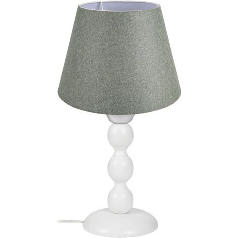 Lámpara de mesa base blanca y pantalla de tela verde - LAGUNAH272638 (1/5)