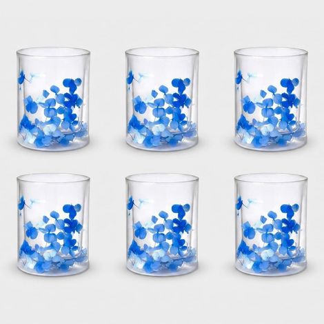 Lot de 6 verres en verre décorés Flowers Petals - Bleu (1/3)
