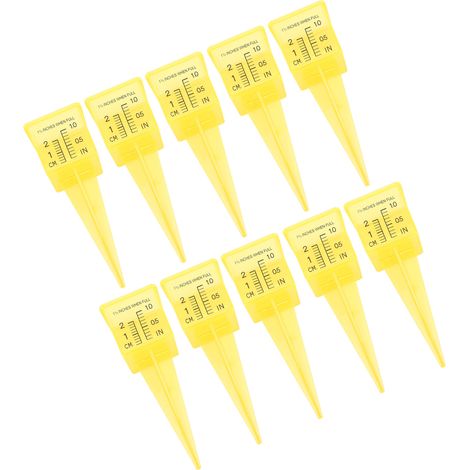 Packung mit 10 Regenmessern mit Zahlen, aus gelbem ABS, 3,8 cm (1,5 Zoll), für Terrasse und Rasen.