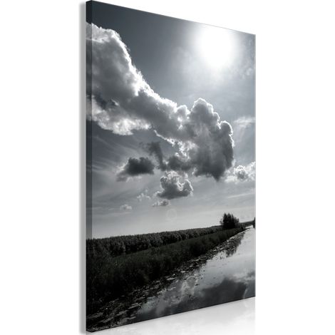 Gemälde – Sonne über den Wolken (1-teilig) – Spiegelung des Himmels im Wasser auf dem Feld (1/3)