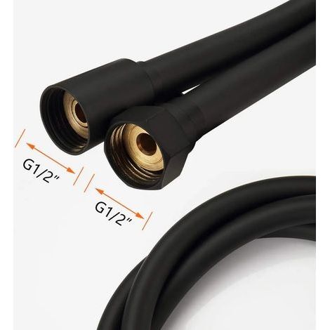 Flexibler Duschkopf, Duschschlauch, verdrehsicher, 2 m, Standard-1/2"-Anschluss, verdrehfest, geprüft für Trinkwasser unter Druck, Schwarz (1/4)