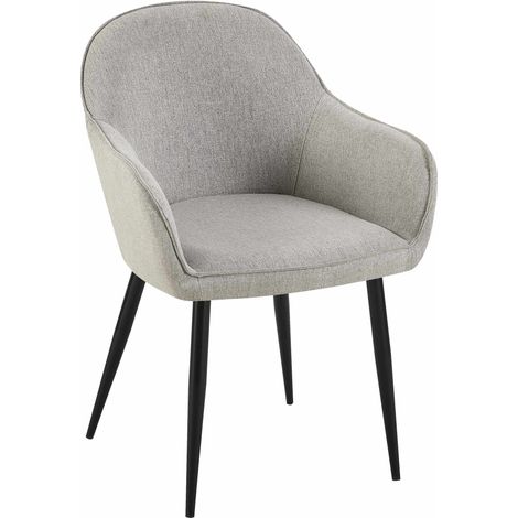 Chaise de salle à manger moderne et confortable en tissu gris et pieds en métal noir 100001999 (1/5)
