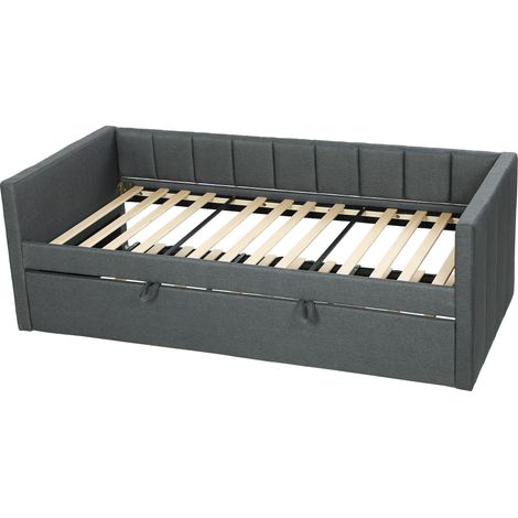 HOMCOM Divano Letto Singolo con Lettino Estraibile in Tessuto Grigio Scuro