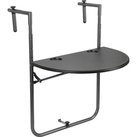 EINFEBEN Table de balcon pliante Table suspendue peu encombrante Outdoor, Petite table murale rabattable avec 3 Hauteurs réglables. Charge 20 kg, Noir (1/5)