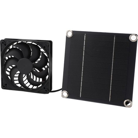Kit ventilateur d extraction solaire avec panneau photovoltaïque monocristallin 5W 5V et ventilateur (1/5)