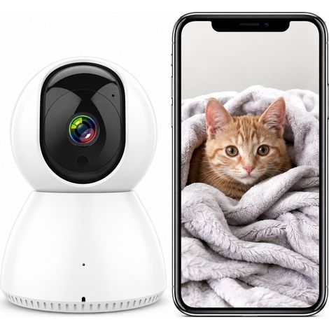 Shine Home Caméra de Surveillance Intérieure WiFi 1080P - Rotation 355° PTZ, Audio Bidirectionnel & Google