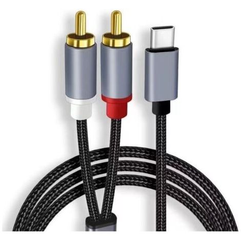 Cable USB de type C vers 2 RCA, cable adaptateur USB-C vers jack audio, cable audio de type C vers double cable RCA pour Amplificateur/Home Cinéma/Enceinte/HDTV etc-2m (1/2)