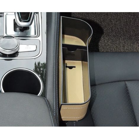 (Cuir beige droit) Poche de rangement pour siège auto Hummer H1 H2 H3, organisateur de siège, boîte de rangement pour fente, rangement intérieur de voiture (1/5)
