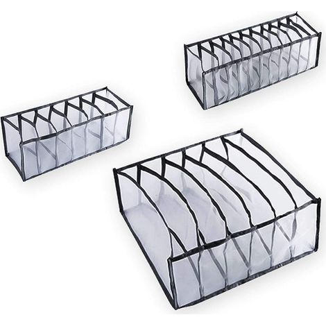 Organisateur de Tiroir pour Sous-vètements, Boîte de Rangement Lavable Pliable Closet Organiseurs Paniers de Rangement pour Soutien-Gorges, Chaussettes, Foulard Séparateurs de Tiroir (B) (1/5)
