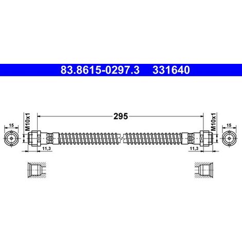 Flexible de frein ATE 83.8615-0297.3 PORSCHE 9Y0 611 775