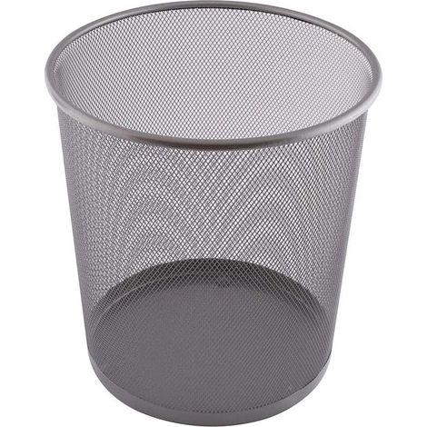 Corbeille à Papier Métal Maille Argent 12L Design Aéré pour Bureau Maison École (1/5)