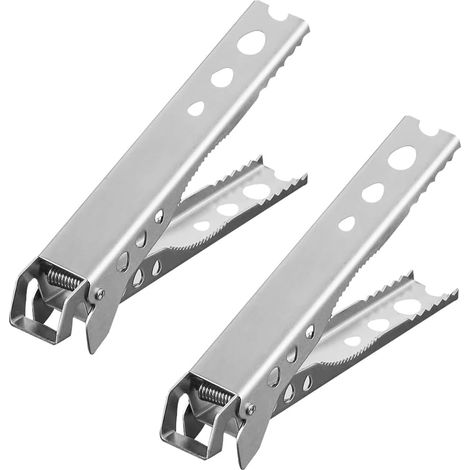 Lot de 2 maniques multifonctions 3 en 1 en acier inoxydable résistant à la chaleur, avec pince de service, pour la cuisine, le micro-ondes et une utilisation en extérieur. (1/5)