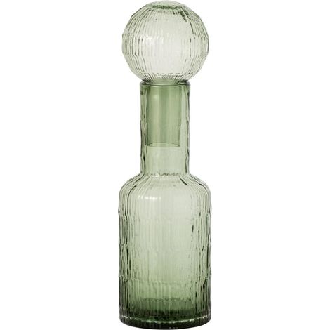 Bouteille Déco Striée en Verre "Kyoto" 45cm Vert (1/3)