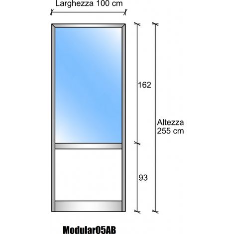 Modulo Iniziale Parete Divisoria in Vetro Trasparente Alluminio e Bachelite 1 Traversa Bassa Colore Grigio Mix - H2550xL1000 mm - ITALFROM (1/3)