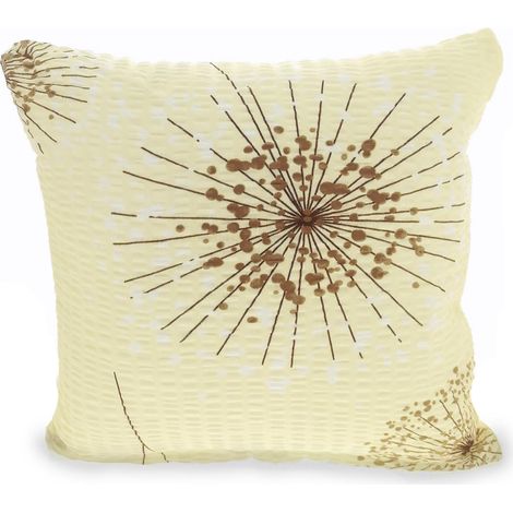 Federa per cuscino in corteccia 40x40 con motivo a dente di leone su sfondo crema