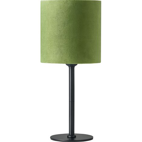 EDISHINE Lámpara de Mesita, Lámpara de Mesa Madera con Base de Metal Negro y Pantalla de Terciopelo Verde, incluye LED 2700K, Casquillo E27, para Salón, Dormitorio y Oficina, 38 cm