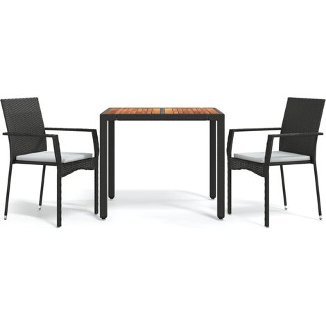 Maison Exclusive - 3-tlg. Garten-Essgruppe mit Kissen Schwarz Pol (1/5)