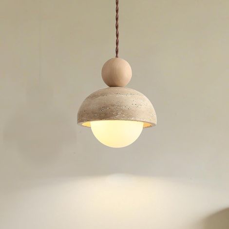 Lustre à poutre jaune naturel poli à la main style Wabi Sabi Éclairage décoratif réglable pour la maison (lumière chaude) (1/4)