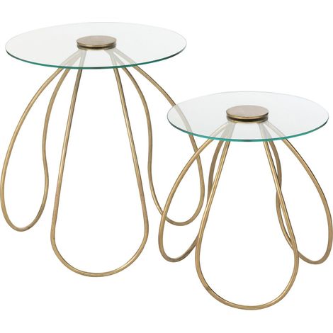 Table d'appoint ronde dorée en métal et verre design élégant - Doré et verre transparent (1/5)
