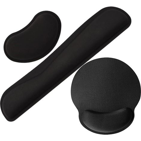 Soporte Para Muñeca - Almohadilla Para Ratón Y Teclado - Diseño Ergonómico Para Uso Prolongado En Oficina Y Hogar - Negro (1/5)
