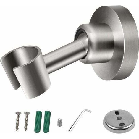 Support de Pommeau de Douche Support Douche en Acier Inoxydable 304 Pour Pommeau de Douche Support Douchette à Main Universel Support de Douche Réglable à 360 ° Avec Vis d'installation (1/4)