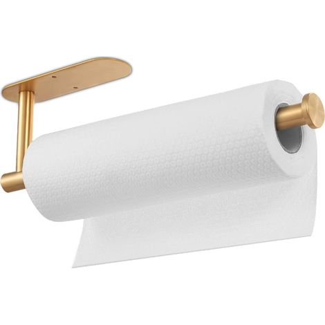 Porte-essuie-tout, sans perçage, porte-essuie-tout mural, porte-essuie-tout en rouleau autocollant, adapté à la cuisine et à la salle de bain, doré (1/5)