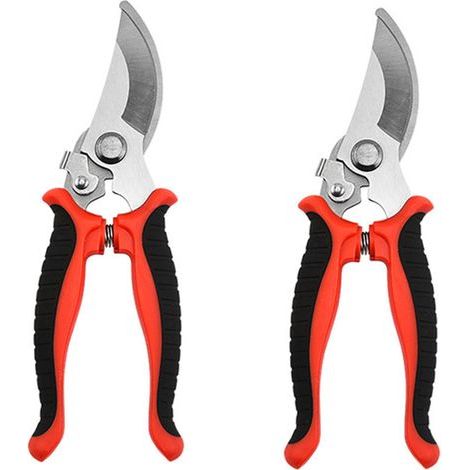 Lot de 2 sécateurs de jardin rouges, outils de coupe manuels pour jardinage (1/4)