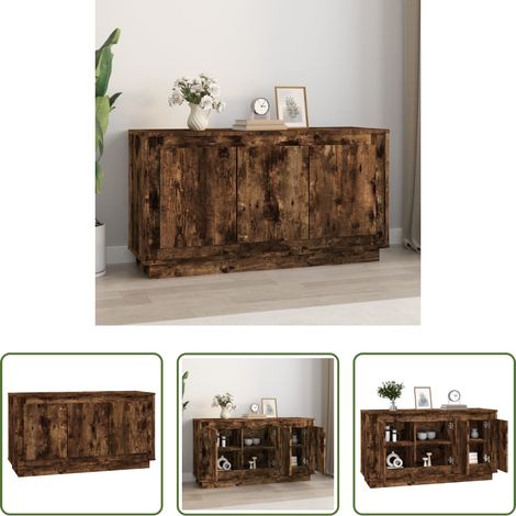 vidaXL Rangement bois - Buffet chêne fumé 102x35x55 cm bois d'ingénierie (1/5)