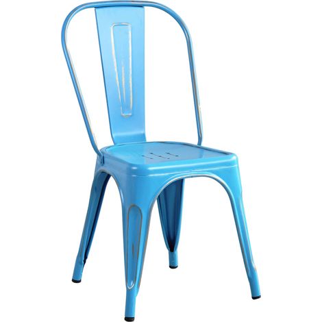 Sedia impilabile in acciaio stile industriale moderno Industrial Style Revolution -  SkyBlue